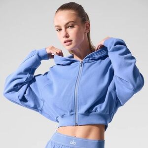 ALO Yoga Women's Light Blue Cropped Hoodie